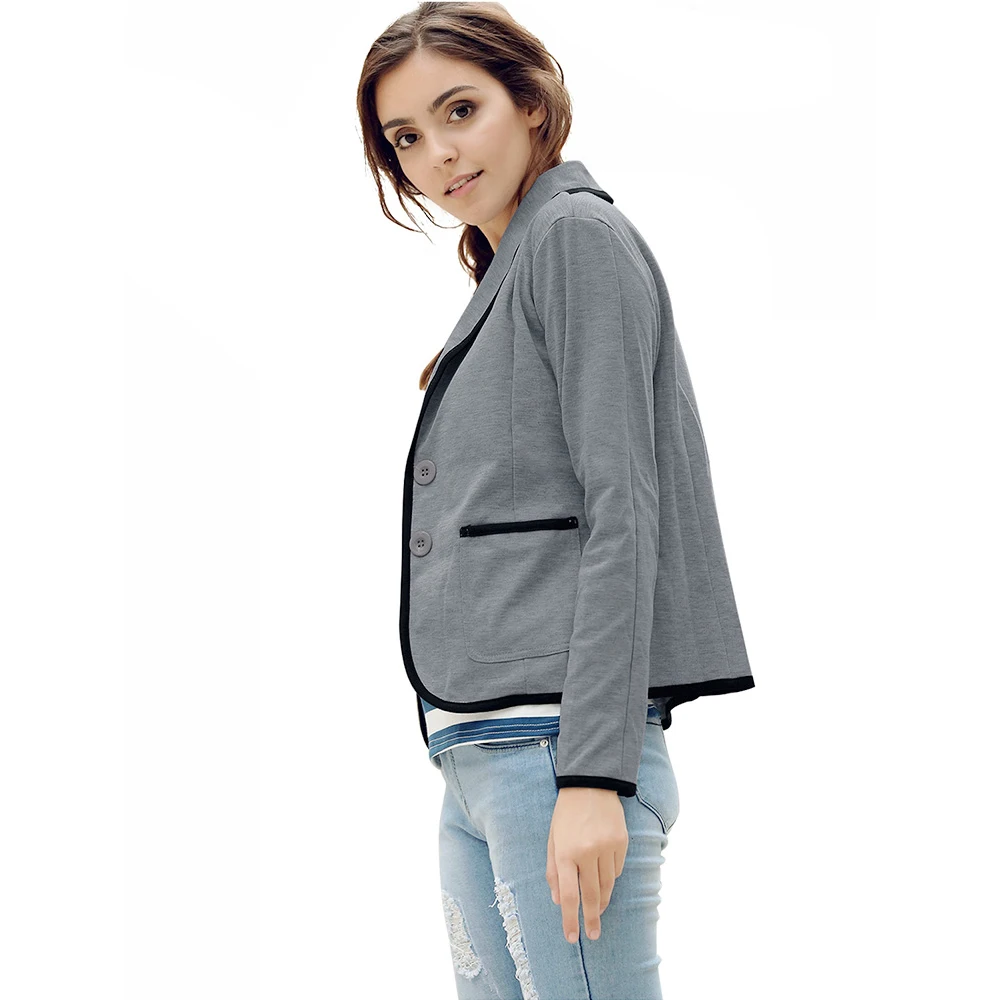 Joineles, одноцветные, размера плюс, 6XL, Женские повседневные топы, OL, Осенние, с отворотами, свернутые рукава, короткие карманы, однобортные, тонкие куртки
