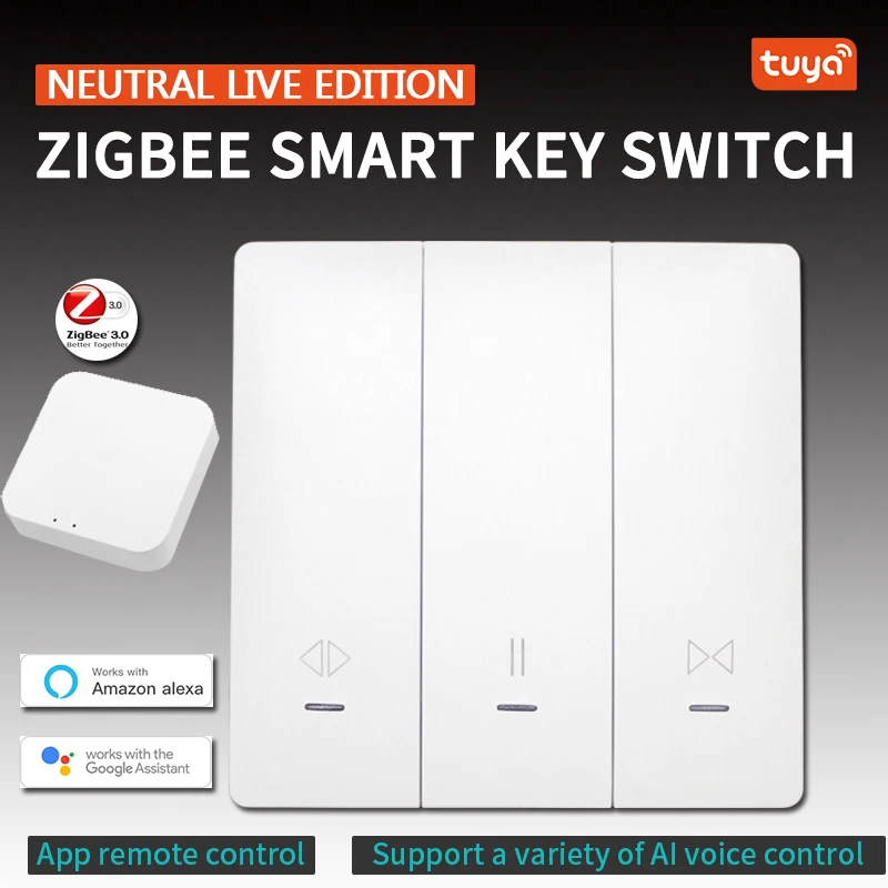 

Смарт-выключатель для штор Tuya Zigbee 3,0, с евровилкой