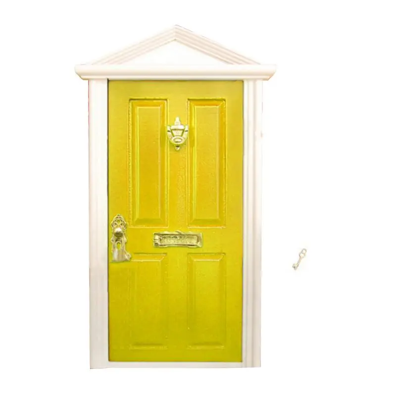 

1:12 Scale Dollhouse Miniature Wood Fairy Door Knocker Doorplate Lock Key Hardware