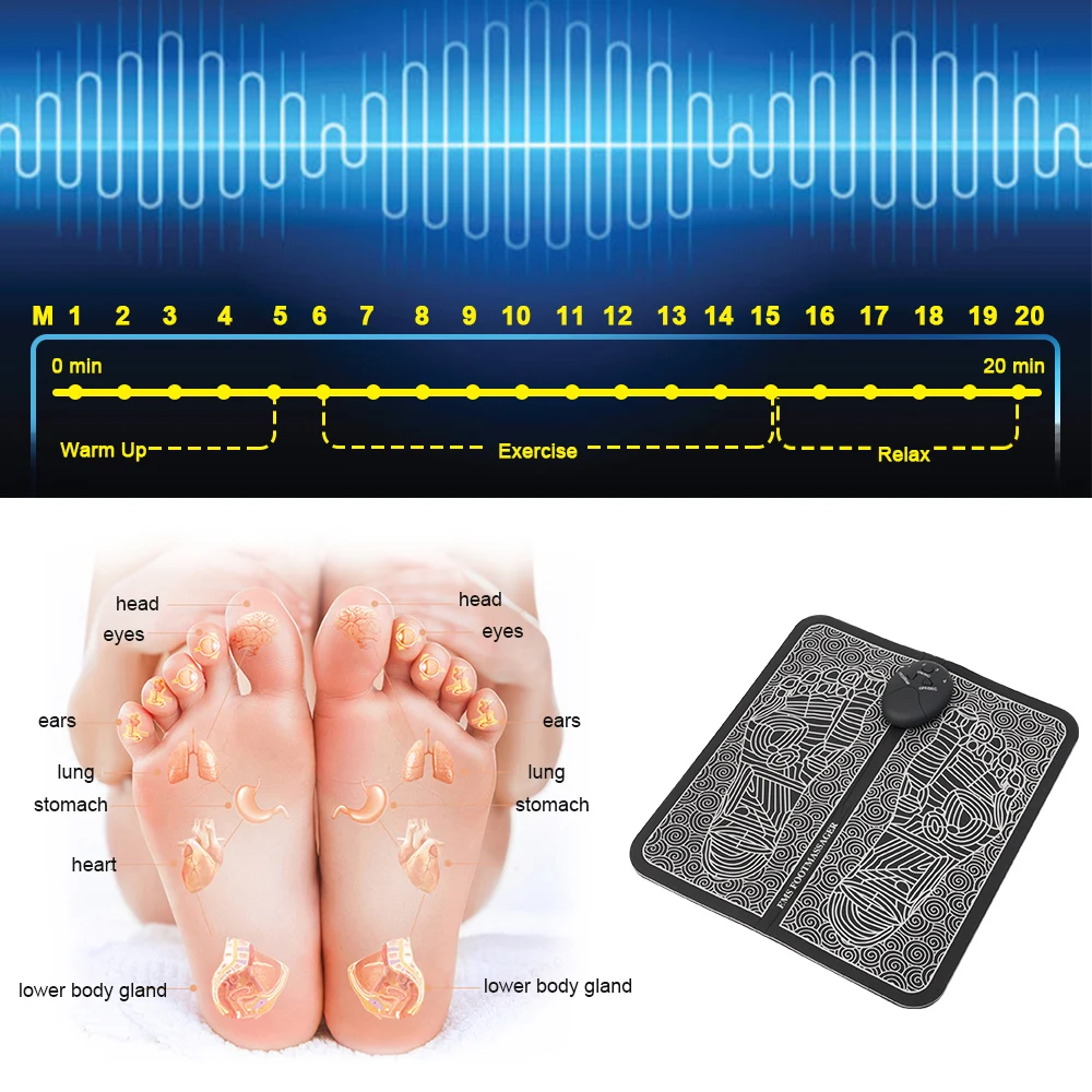 EMS Foot Massager TENS massage Acupuncture Feet Muscle Stimulator Physiotherapy therapy device health Care | Красота и здоровье