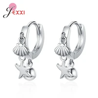 fashion cute starfish small earrings for women girls accessories 925 sterling silver hoop earrings party jewelry gift supplies