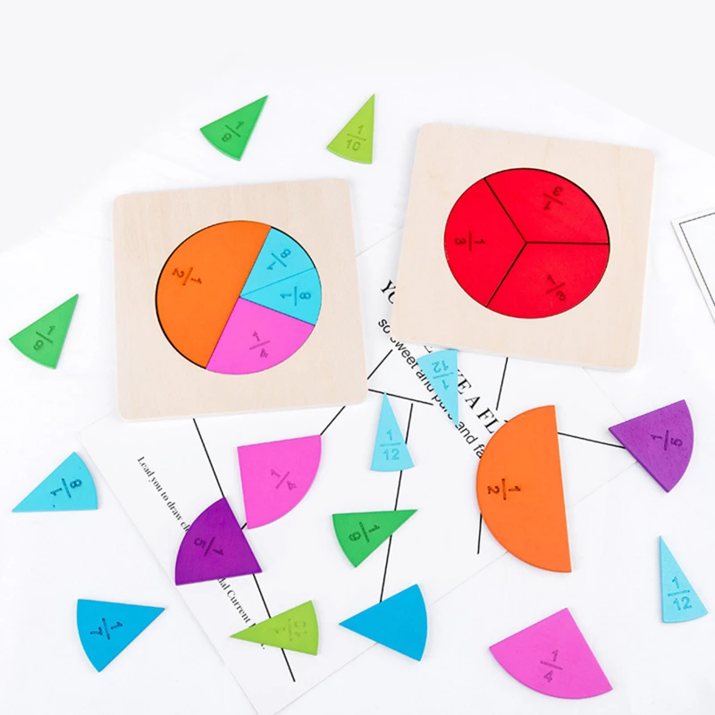 

Wooden Math Fraction Learning Board Toys Children Students Preschool Montessori Early Education Teaching Aids Counting Plate