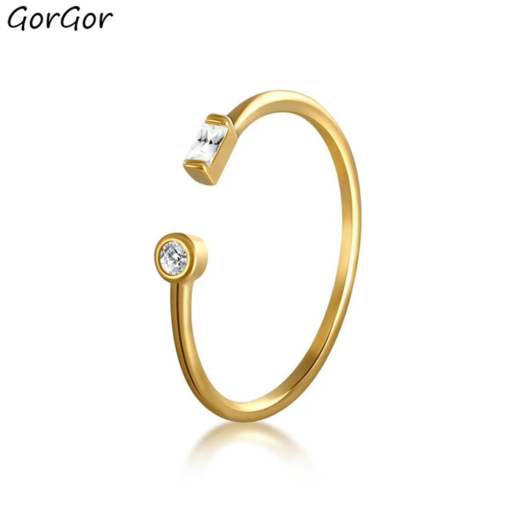 

GorGor Rings Women 925 Sterling Pattern Rectangle Round Inlaid Zircon Opening Creative Exquisite Wedding Jewelry 60100987005
