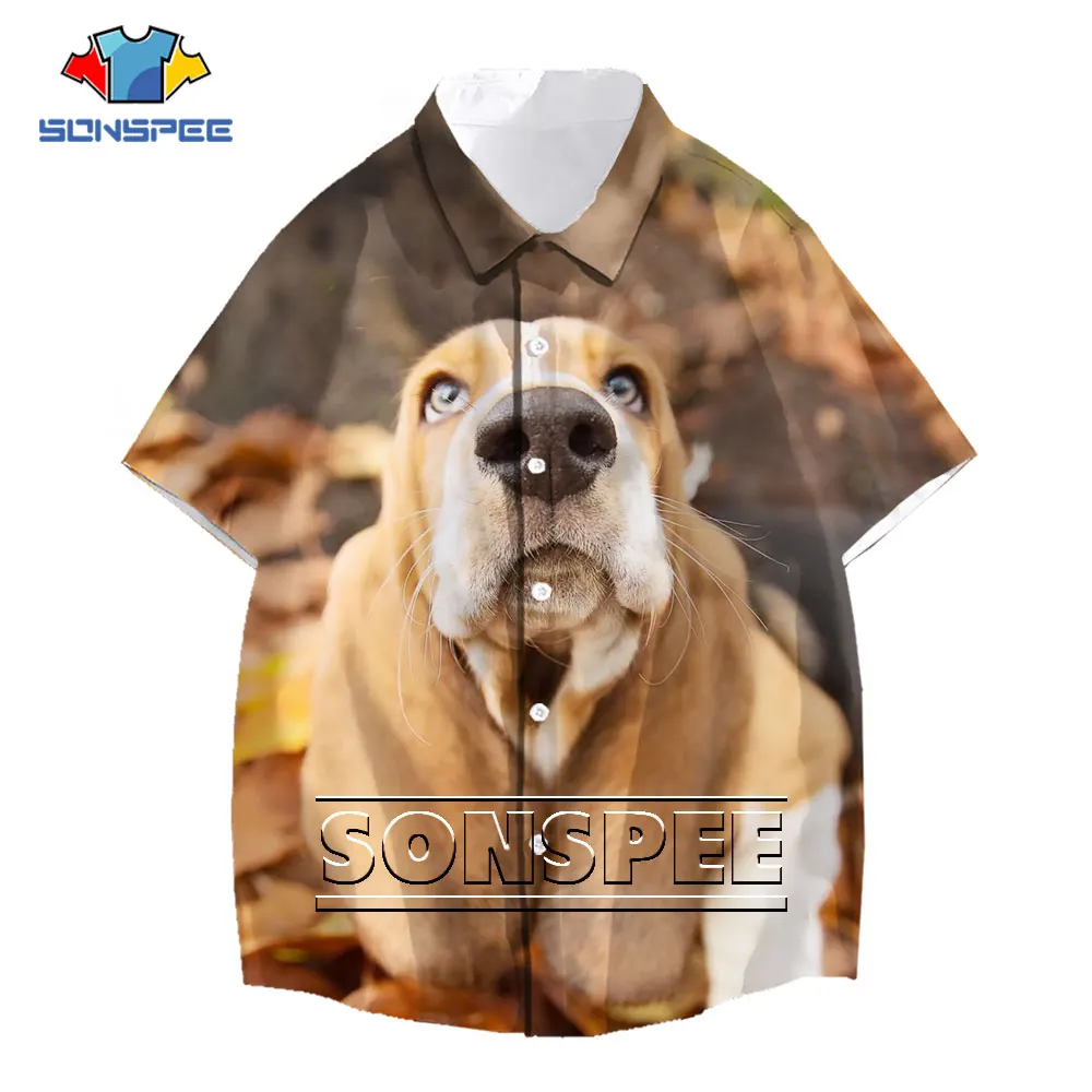 

SONSPEE 3D Print Beagles Cute Animal Shirt Women Men's Casual Streetwear Hawaiian Short Sleeve Shirts Funny Oversize Top Clothes
