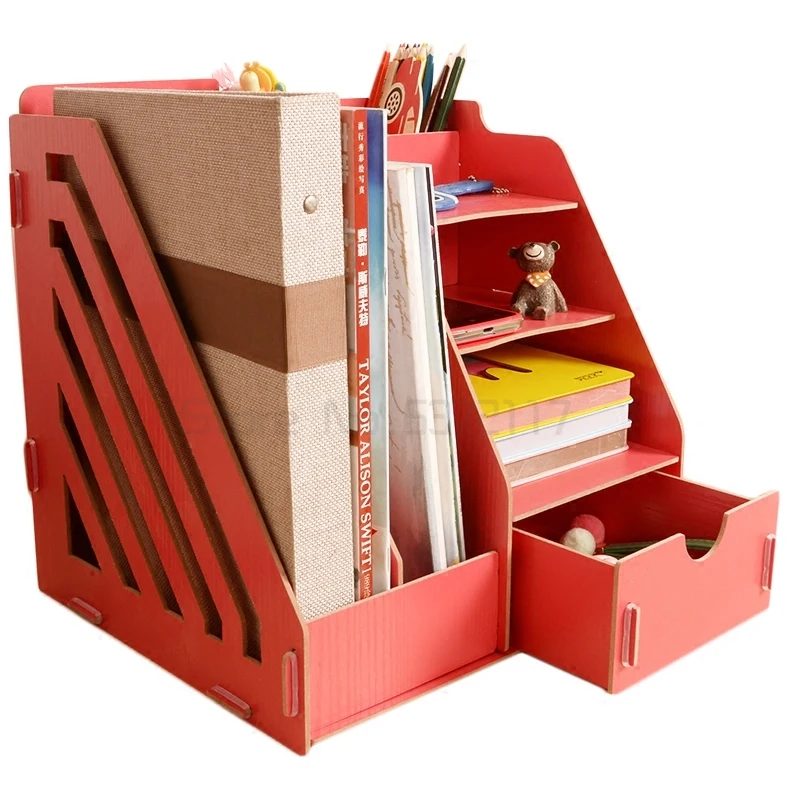 

Wood Multi-Function Storage Box for Sundries Office Desk Organizer DIY Files Racks Eco Stationary Books/Magazines Holder