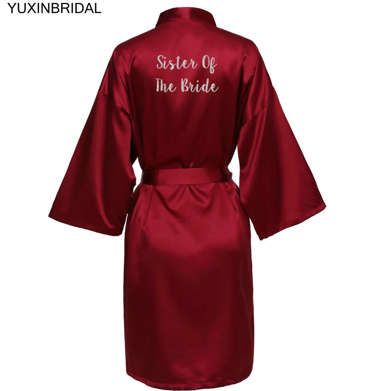 YUXINBRIDAL, красное вино, новинка, халат для невесты, подружки невесты, халат для мамы, сестры невесты, свадебный подарок, кимоно, атласные халаты 001 - Цвет: burgundy sister B