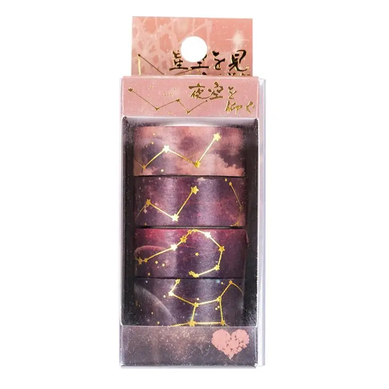 

4pcs Starry Sky Cherry Blossoms Washi Tape Adhesive Tape DIY Scrapbooking Sticker Label Masking Tapes Labels Stationery
