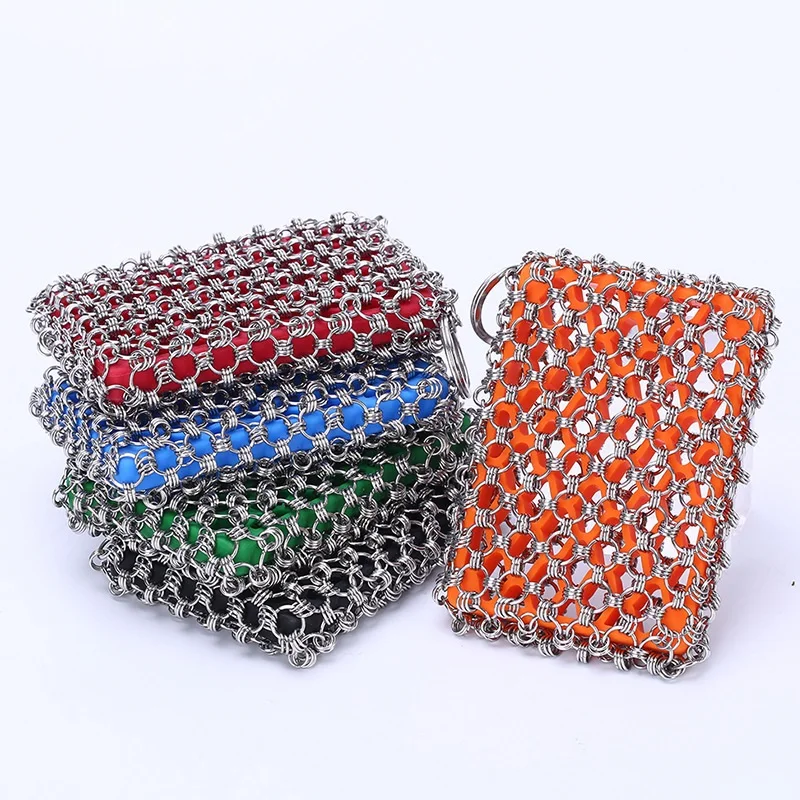 Чугунный очиститель из нержавеющей стали скруббер Chainmail для кастрюли сковородки