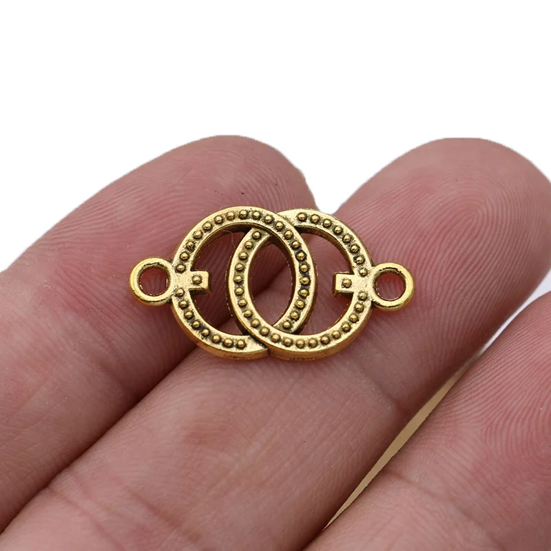 

20ps Antique Gold Color Double Circle Charm Connectors for Jewelry Making Bracelet Findings Accessories DIY Craft