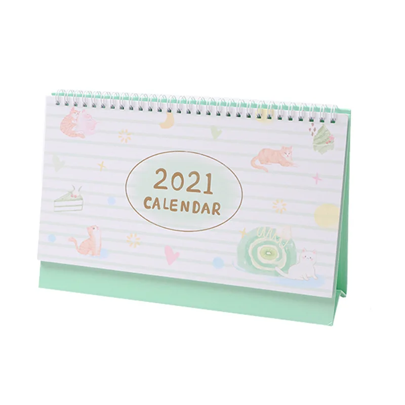 

2021 Cat's Dessert House Desk Calendar Creative Bronzing Coil Calendars Daily Schedule Planner 2020.08-2021.12