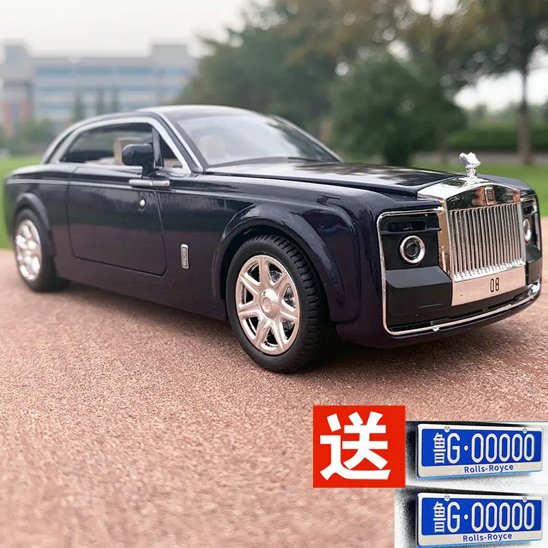 Phantom blue 1:24 Rolls Royce Phantom металлические игрушечные колеса, имитационный звуковой светильник, вытяжной задний светильник, коллекция детских подарков, литая под давлением модель автомобиля - Цвет: Phantom blue