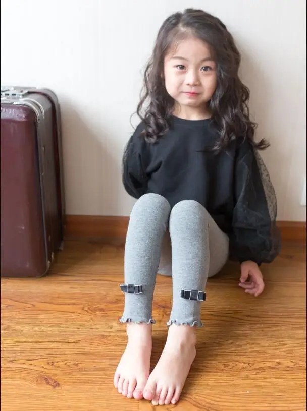 Весенне-летние леггинсы для девочек обтягивающие черно-белые хлопковые