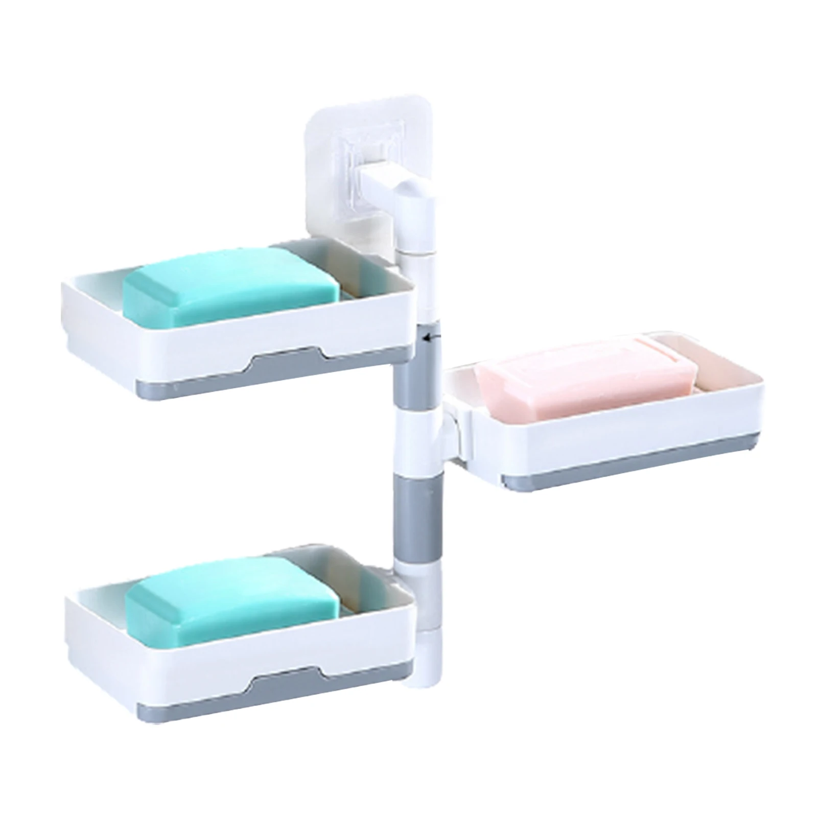 

Punch-Free Self-Adhesive Three Layers Bathroom Wall Mounted Soap Dish Holder