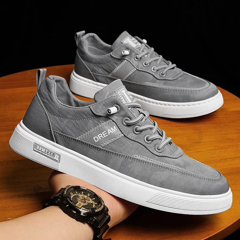 

Men Shoes fashion Genuine canvas Loafers Breathable Autumn lace up comfortable Casual Shoes Outdoor Men Sneakers shoes