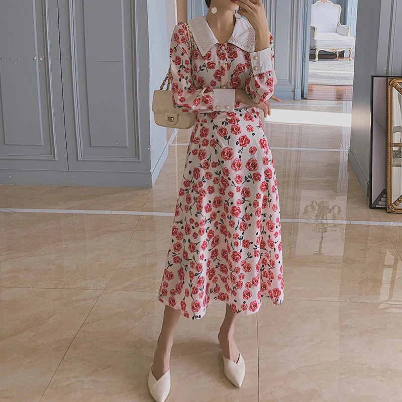 Женское элегантное платье с цветочным принтом Длинные вечерние платья трапеции