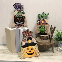 3pcs halloween treat bags candy goody pack bag halloween festival party decoration double drawstrings bags gift cloth sacks