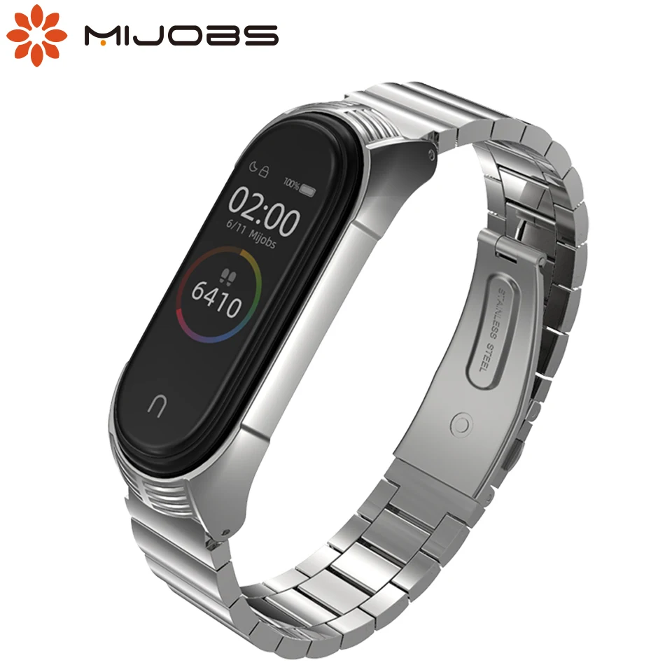 Mi Band 4 ремешок для Xiaomi mi Band 4 металлический браслет из нержавеющей стали для mi band 3 4 наручные Смарт-часы дизайн от mi jobs