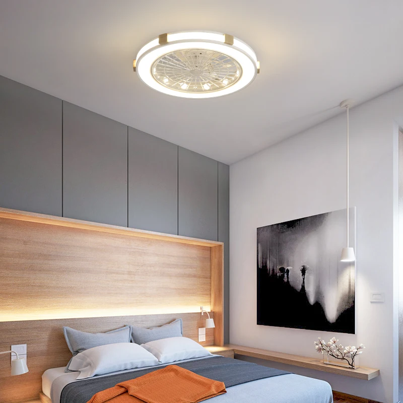 Smart Ceiling Fan with Remote Control Dimmable Indoor Home Decor 50cm Light Modern Wood Lighting Circular | Лампы и освещение