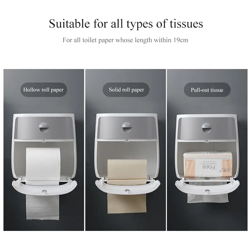 

Waterproof Toilet Paper Holder For Toilet Tissue Tray Roll Paper Storage Box Wall Mounted Tissue Rack Bathroom Shelf