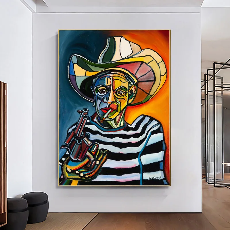 

Picasso's Famous Canvas Painting Wall Art Abstract Man Face Portrait Poster Print Wall Picture Room Decoration Home Cuadros