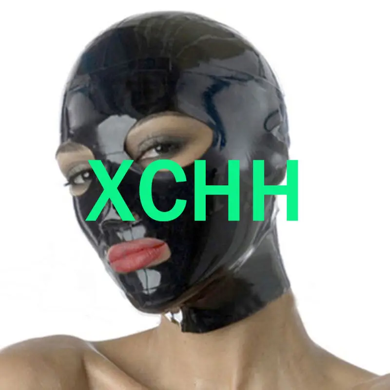

Чистый 100% натуральный латекс женская маска капюшон с открытым глазом и рот косплей костюмы