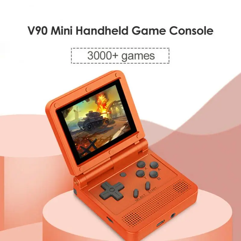 

Powkiddy V90 Flip Handheld Game Console Dual Open System Built in 2000 Games 3.0 inch 16 Simulators Pocket Video Game Player