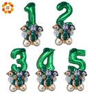 Набор зеленых цифровых воздушных шаров в стиле джунглей, 1 комплект