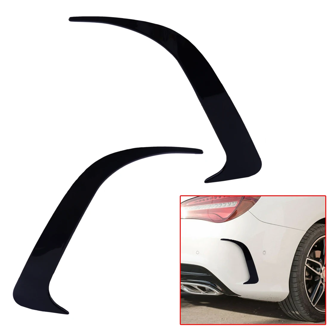 

High Quality 1Pair Car Glossy Black Rear Air Vent Trim Cover Fit for Benz W117 CLA250/200 CLA45 2014 2015 2016 2017 2018