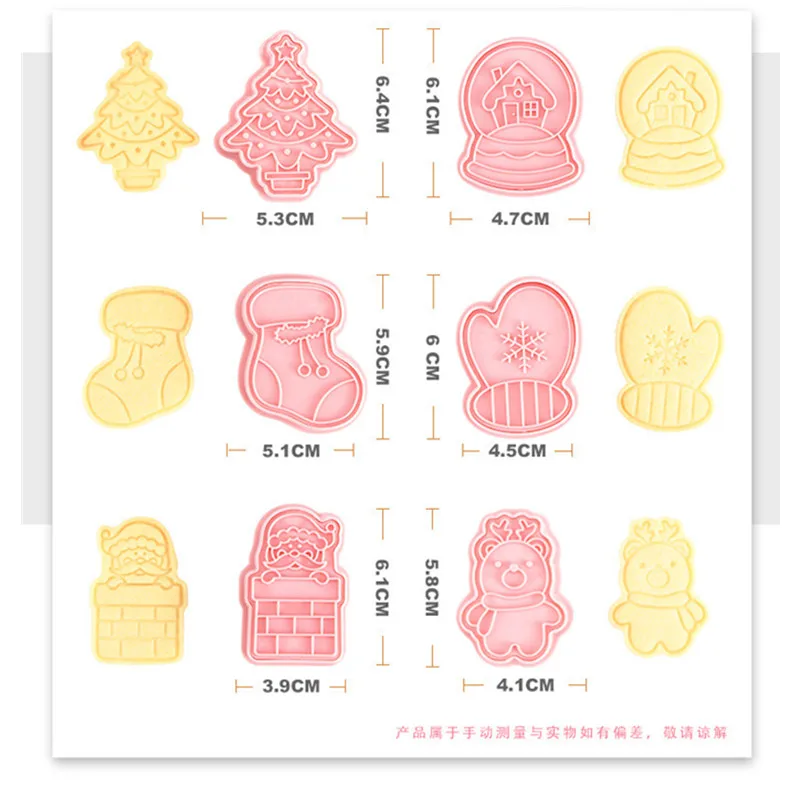 

6 шт. Рождественская форма, Аксессуары для выпечки, кухонные инструменты, резак для печенья, украшение для печенья, штамп, пластиковые рождес...