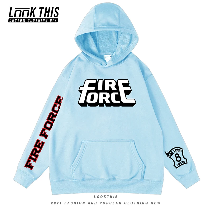 

Autumn 2021 Hooded Fire Force Mens Sweatshirts Loose Boys Hoodie Popular High Street Cartoon Manga Male Hoodies Streetwear