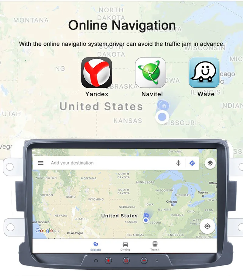 Автомагнитола Essgoo для Renault Dokker мультимедийный плеер на Android с GPS 8 &quotэкраном