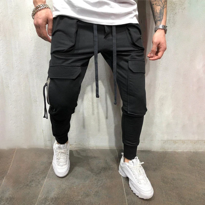Новинка 2019 Мужские штаны одноцветные хип хоп брюки Oeak много карманов