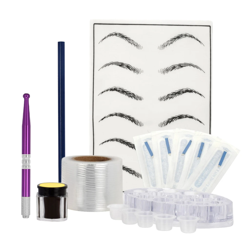 

Eyebrow Tattoo Kit Set Microblading Needle Pen Pigment Practice Skin