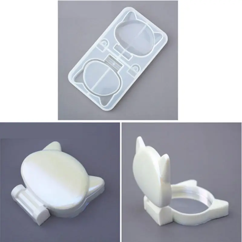 

Handmade Cat Folding Mirror Resin Casting Mold Shell Cat Round Makeup Mirror Silicone Mold Epoxy Resin Mold Art Crafts
