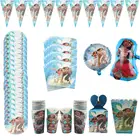 Moana Мультяшные Одноразовые столовые тарелки, салфетки, баннер, коробка для сладостей и попкорна, детские украшения для дня рождения, вечеринки в честь будущей мамы