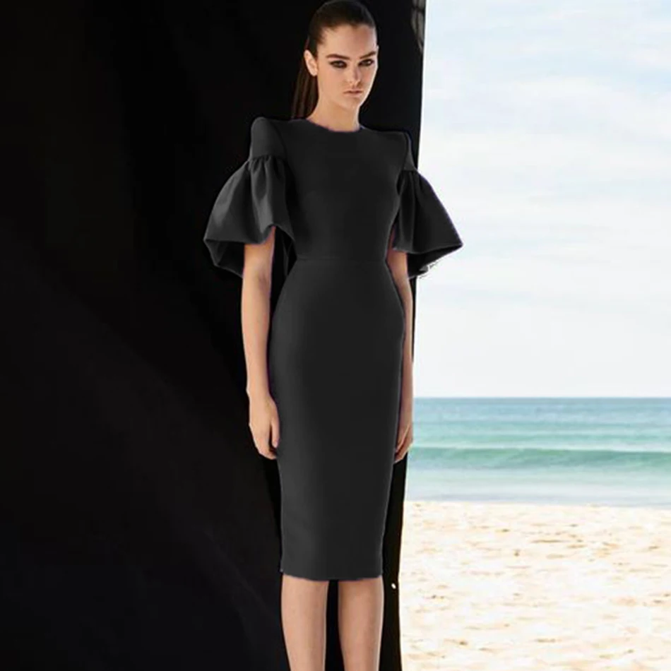 Новинка 2021 модное офисное летнее платье с круглым вырезом и оборками короткое