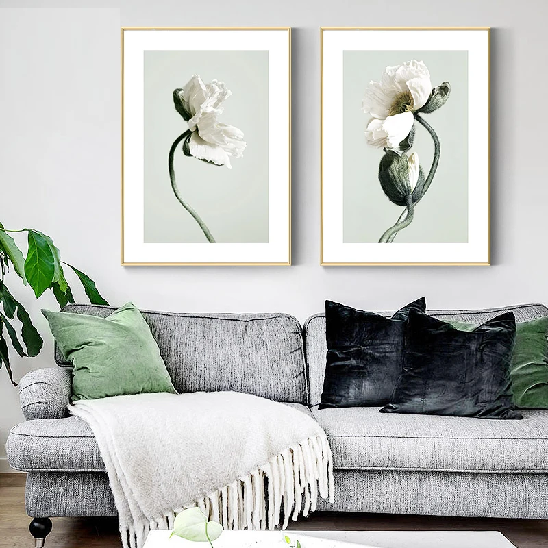 

Green Plant Canvas Painting Flower Petal Poster Nordic Botanical Art Print Scandinavian Wall Picture for Living Room Decoration
