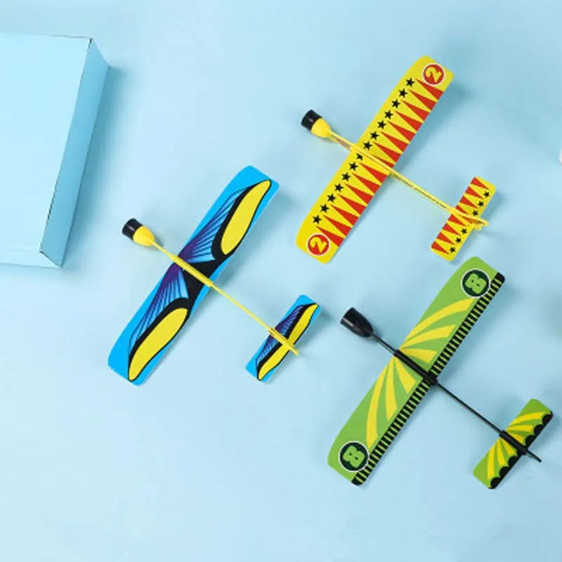 

DIY Foam Glider Slingshot Airplane Model Toys for Children Boys Outdoor Interactive Game Assembled Rubber Band Aircraft Game