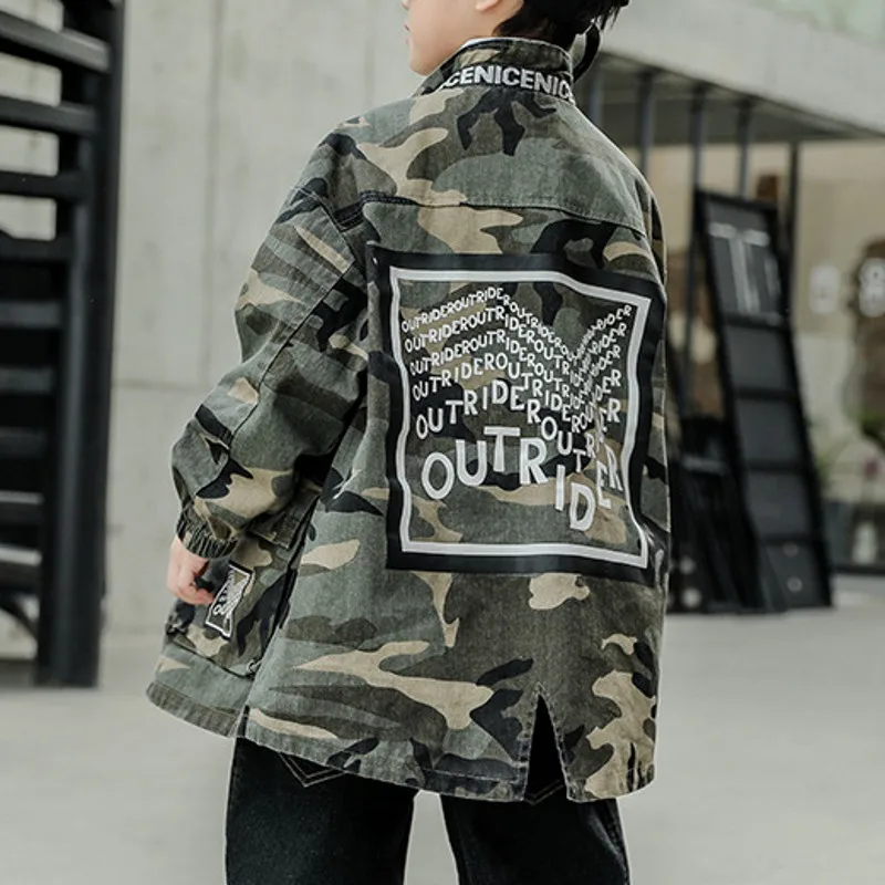Куртка камуфляжная для мальчиков Модное детское пальто верхняя одежда весна