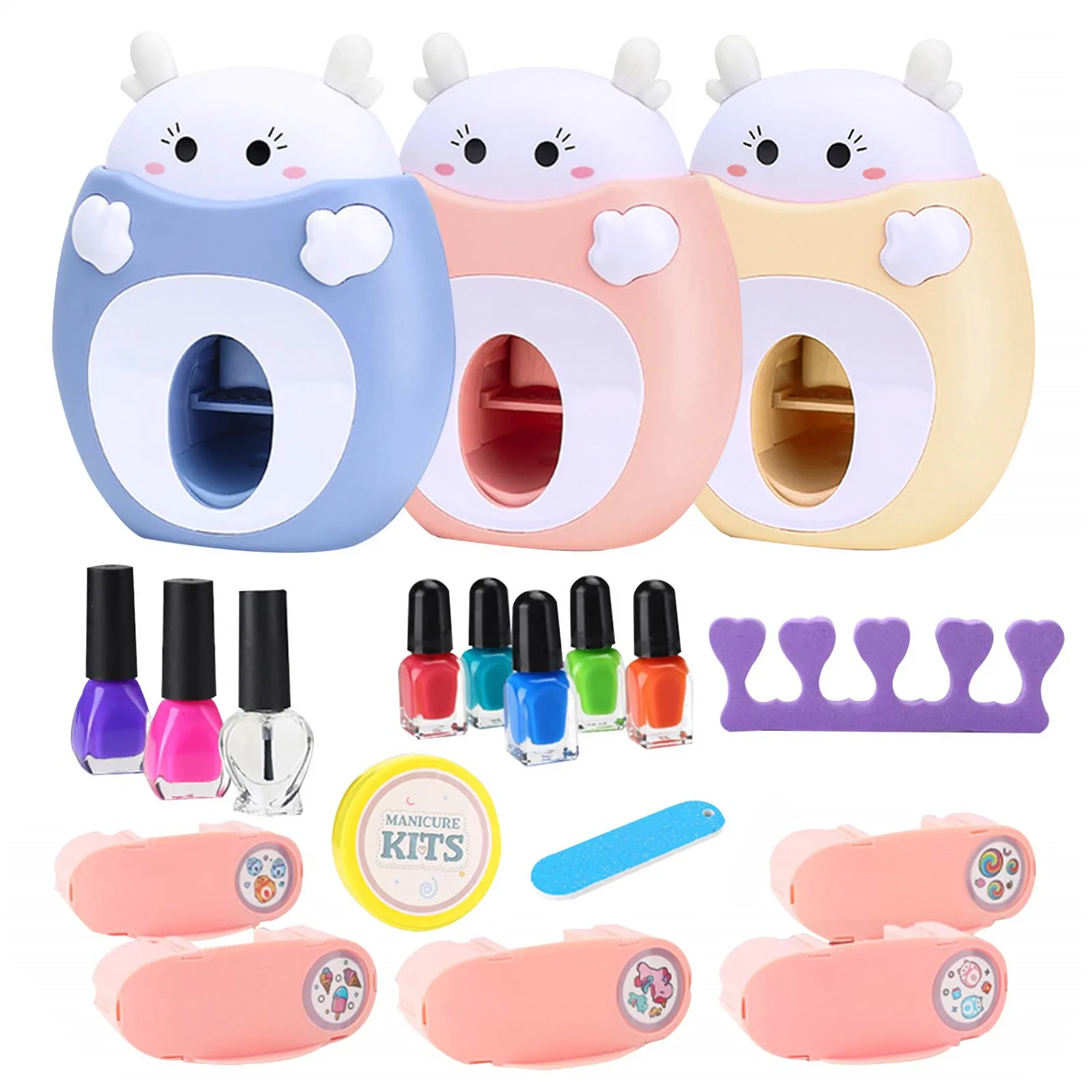 Детский набор для дизайна ногтей включая машинку нанесения рисунка лак милый