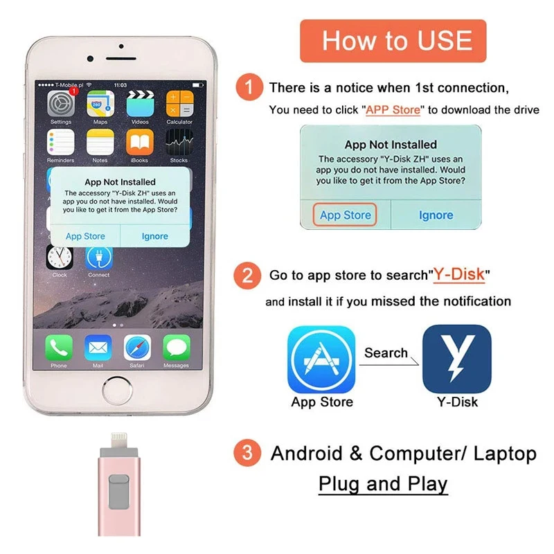 BRU Usb флеш-накопитель для Iphone Ipad Android смартфона планшета ПК 8 ГБ 16 32 64 128 256 карта