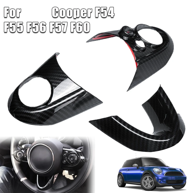 Купить 3 шт. автомобиль рулевое колесо Чехлы для MINI Cooper F54 F55 F56 F57 F60 углеродного волокна Стиль авто аксессуары для интерьера стикеры крышка