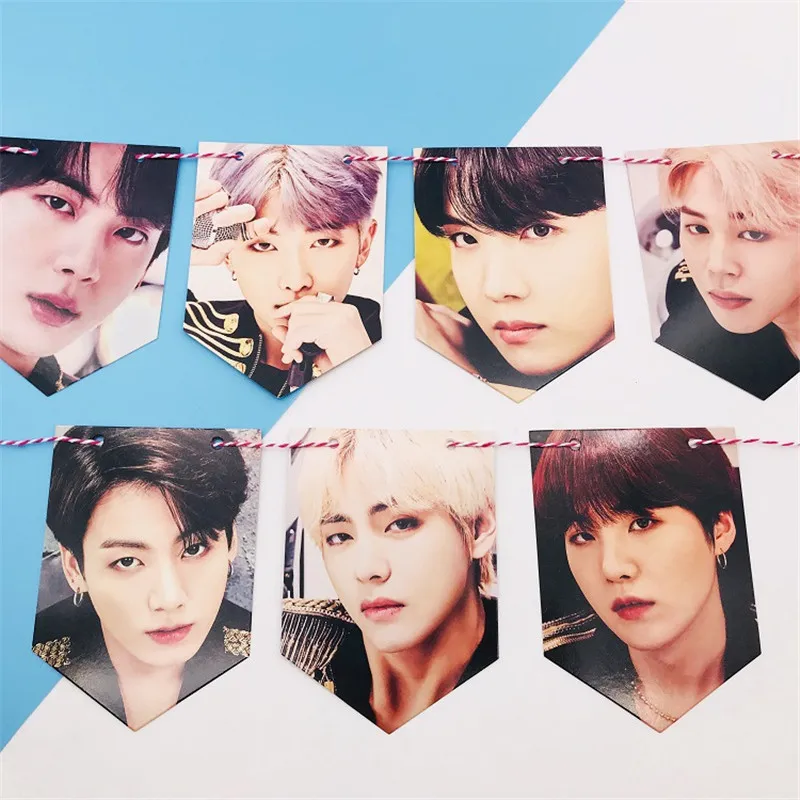7 шт./компл. Kpop GOT7 Mark Jackson YoungJae Bangtan Boys JK V Suga LOMO подвесной флаг для фото настенная