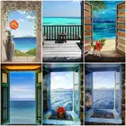 GATYZTORY картина по номерам окна декорации ручной работы Рисование Живопись на холсте подарок алмазов картина по номерам на берегу моря комплекты, украшение для дома, 40