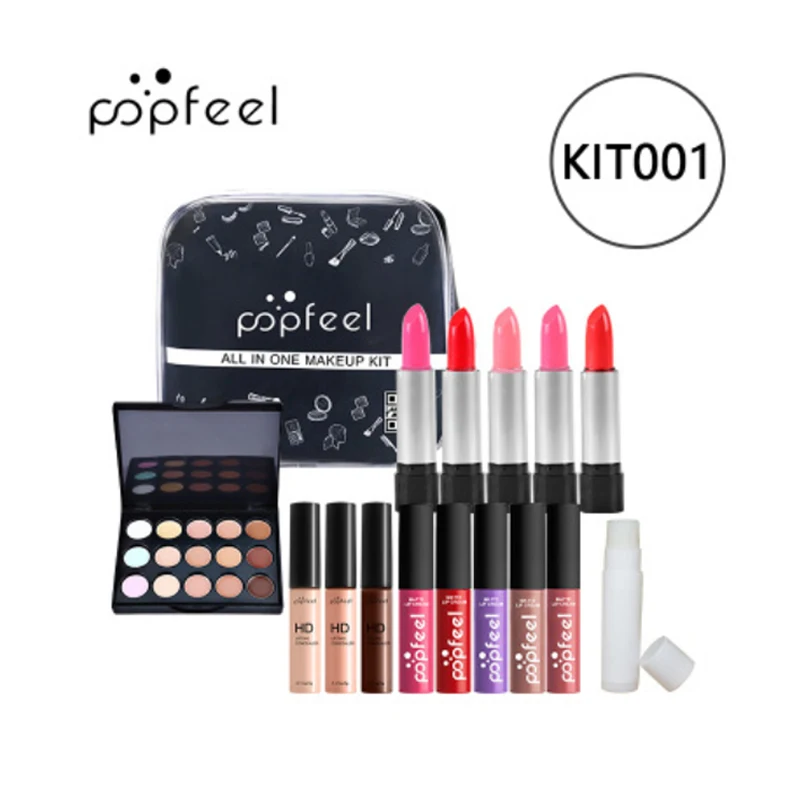 

Профессиональный косметический набор, тени для век, помада, карандаш для бровей, блеск для губ, Кисть для макияжа, пудра для начинающих