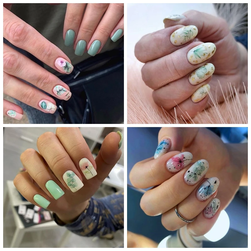 

1pc 3D Flowers Nail Sticker Decals Tropical Leaf Bird Design Nail Art Decorations Stickers Sliders Manicure Nail Decals
