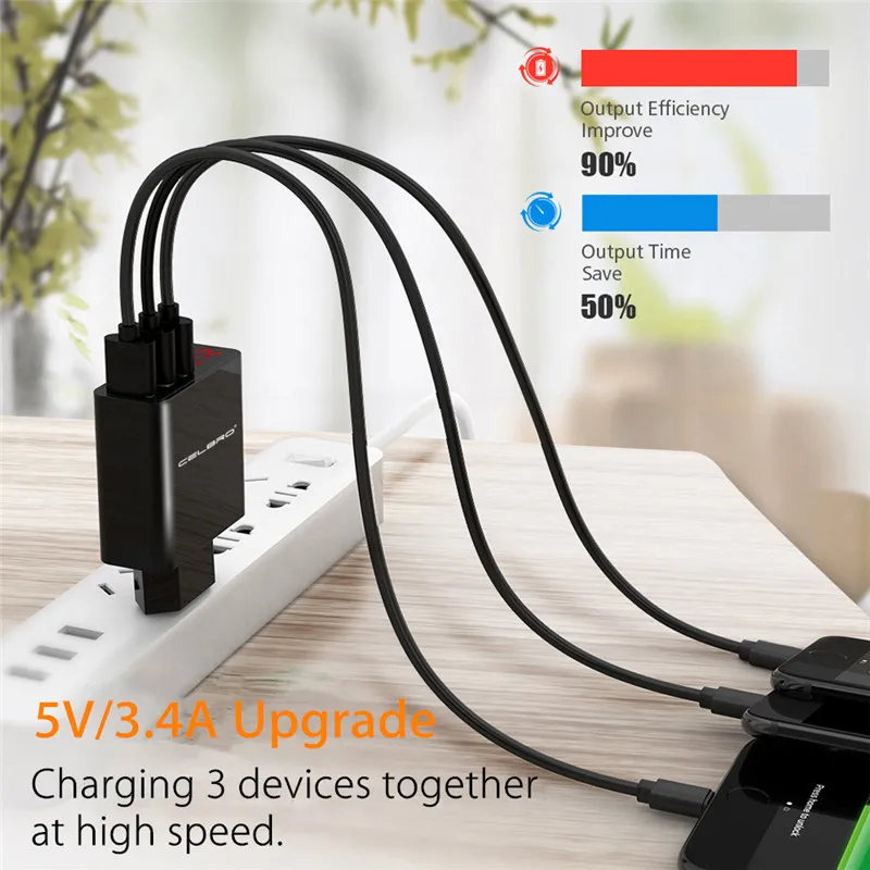Светодиодный дисплей 3 порта usb настенный адаптер зарядное устройство 2016 а для