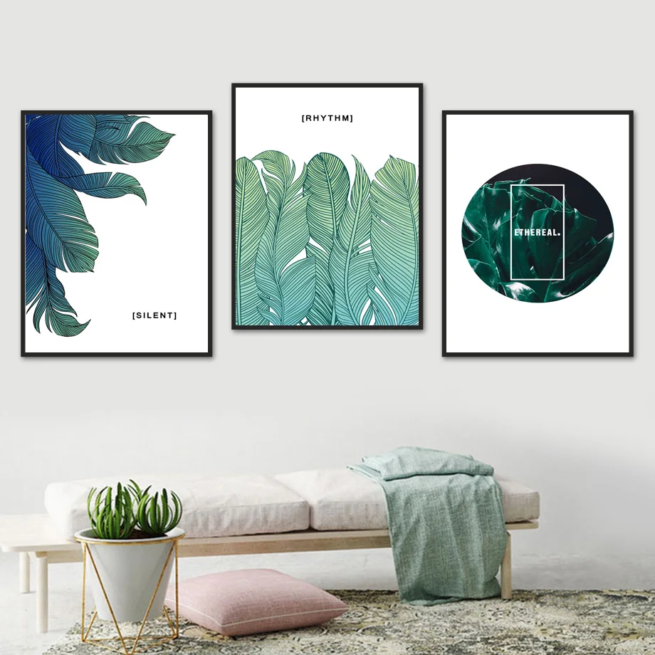 

Modern Abstract Tropical Plant Palm Leaf Wall Art Canvas Painting Nordic Posters And Prints Wall Pictures For Living Room Decor
