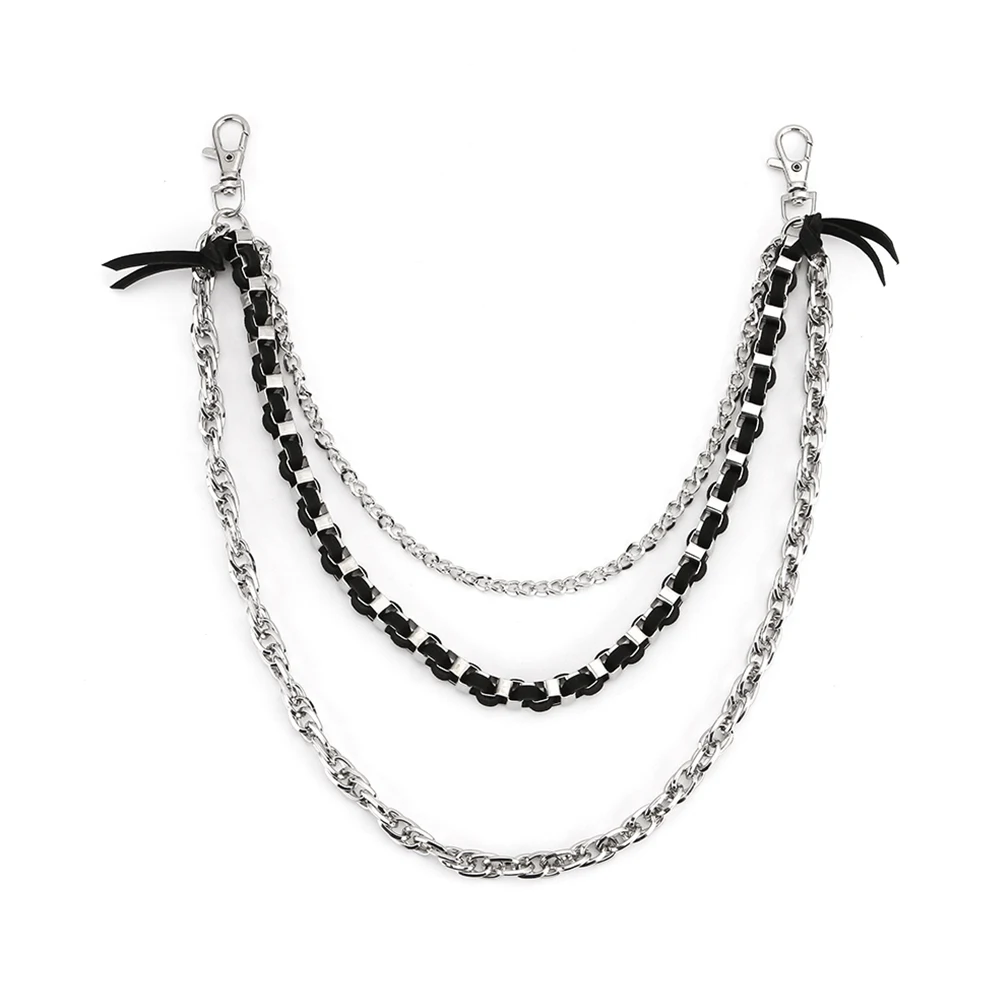 Мужской кошелек в стиле панк-рок серебристые цепочки металлический многослойный