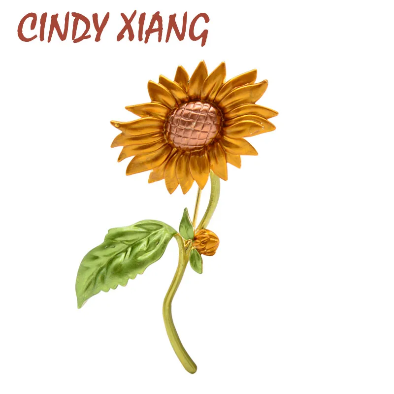 Женская Брошь в виде подсолнуха CINDY XIANG Элегантная желтого цвета осеннем стиле